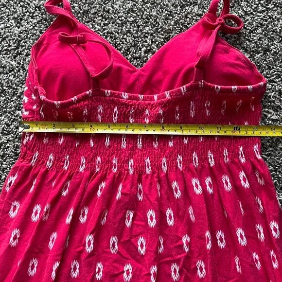 Athleta Dress Womens Large Red & White Mini Boho Dress Spaghetti Strap Festival - Picture 6 of 7